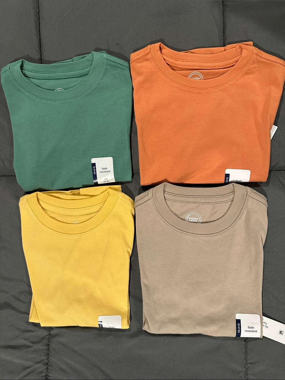 wonder nation Short Sleeve Crew Tees - Green, Orange, Yellow, Tan